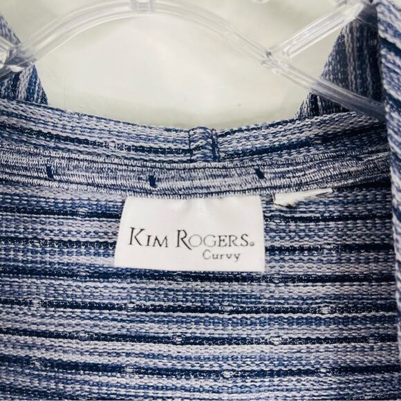 Kim Rogers blue white dot stretchy open front hoodie cardigan shacket XXL - Picture 4 of 5